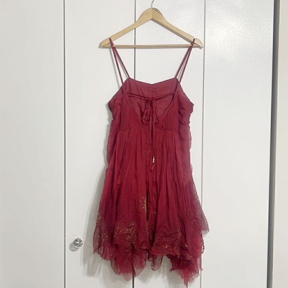 Free People x Brenda Knight Chiffon Mini Dress Size M - Picture 3 of 7